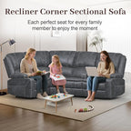 Yolsali Manual Reclining Sectional Sofa Set, 4 Seats Soft Dutch Velvet Recliner - Image 3