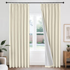 Joydeco 100% Blackout Pleated Curtains, Linen Window Curtains 2 Panel Sets 108 by JOYDECO
