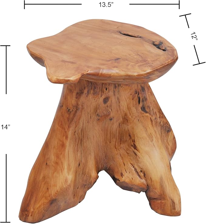 Cedar Wood Tree Stump Stool 13.5"x12"x14"H Live Edge Natural Coffee Side Table - Image 2