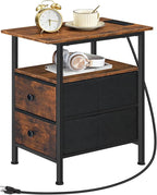 HOOBRO End Table with Charging Station, Narrow Side Table, Nightstand with 2 - Image 7