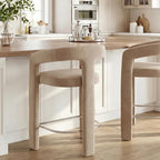 HNY 26 Inch Modern Tall Barrel Bar Stool, Velvet Upholstered Barstools by HNY