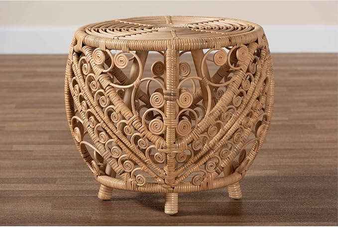 Baxton Studio Saranna Modern Bohemian Natural Brown Finished Rattan End Table - Image 6