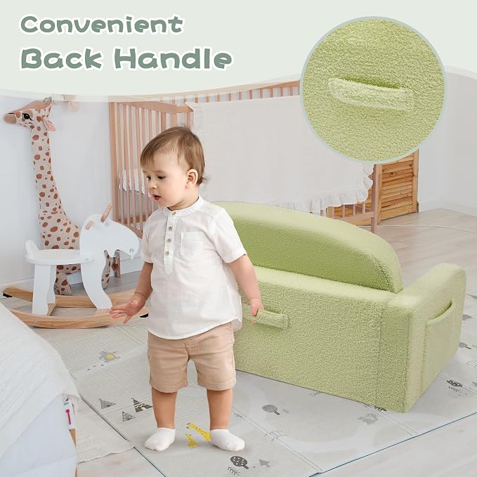 Foryoomi Extra Wide Kids Couch, 2-in-1 Soft Toddler Couch - Image 6