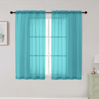 Turquoise Sheer Curtains for Bedroom Living Room 45 Inch Length 2 Panels by WelvetBLK
