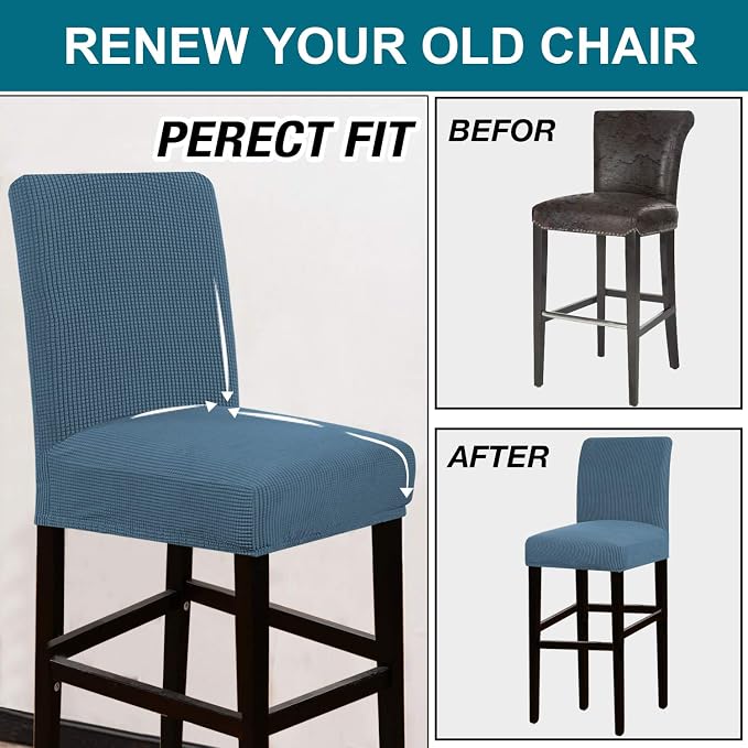 Turquoize Stretch Bar Stool Cover Counter Stool Pub Chair Slipcover - Image 5