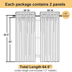 Navy Blue Sheer Curtains 63 Inch Length 2 Panels, Rod Pockets Window Treatments - Image 2