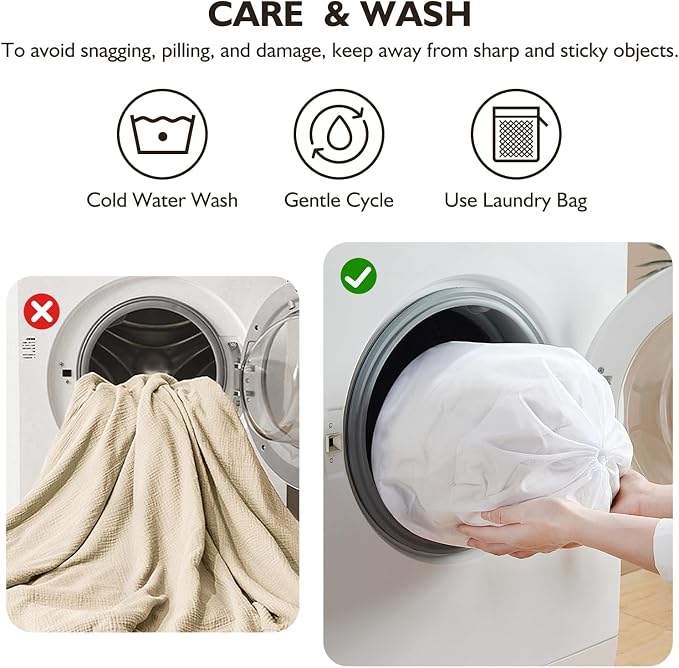 EMME Muslin Blankets for Adults Throw Blanket for Couch Breathable Gauze Soft - Image 8