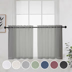 Grey Sheer Curtains 24 Inches Long 2 Panels by OWENIE