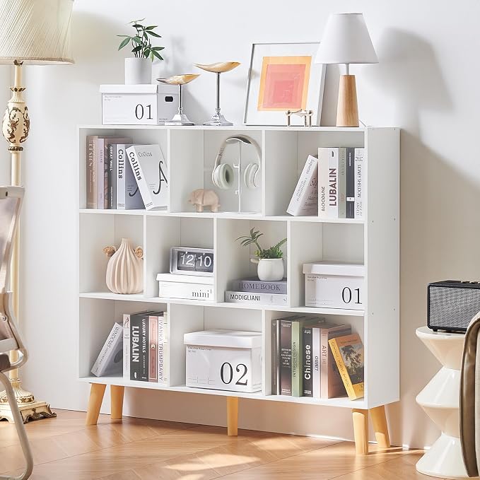 LEYAOYAO 10 Cube Bookshelf, 3 Tier Modern Wide Bookcase by LEYAOYAO-Findtheshiningpointofyourideallife%EF%BC%81