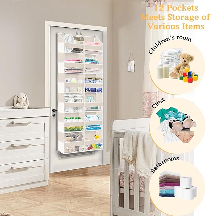 2 Pack Over The Door Organizer 6 Tiers, Extra Large Behind Door Storage of 12 - Image 6