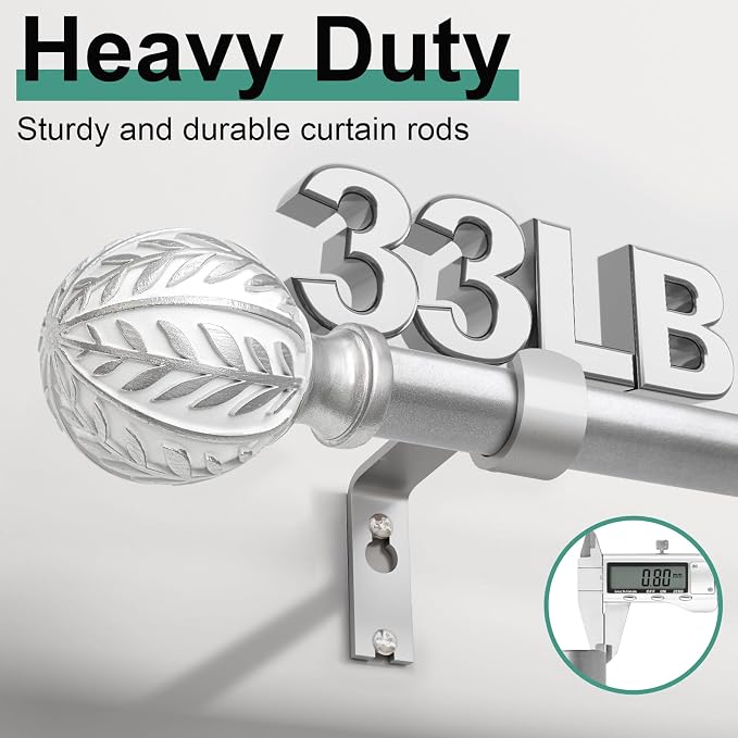 QDWIS 2 Pack Silver Curtain Rods - Image 4
