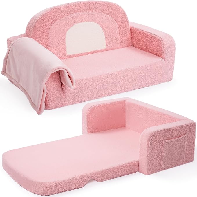 Foryoomi Extra Wide Kids Couch, 2-in-1 Soft Toddler Couch by Unknown