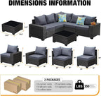 JOYURE 6 Pieces Patio Furniture Set All-Weather Outdoor Wicker Sectional - Image 2