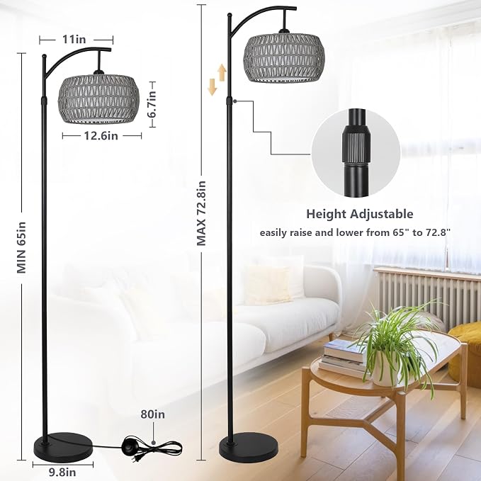 Arc Floor Lamp for Bedroom, Boho Standing Lamp - Image 3