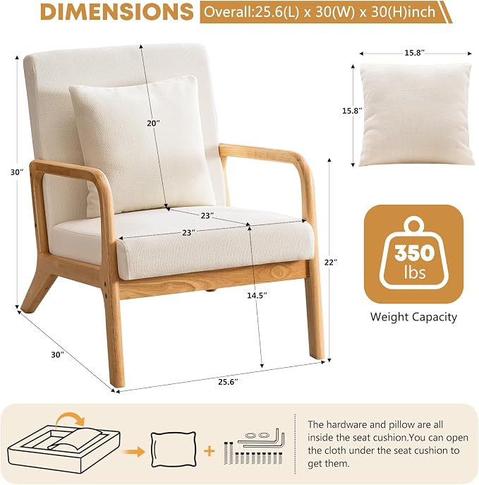 ELUCHANG Mid-Century Modern Accent Chair - Image 3