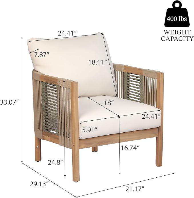 Christopher Knight Home 5-Piece Acacia Wood Patio Furniture Set - Image 6