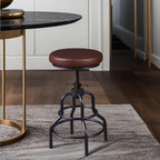 LOKKHAN Industrial Bar Stools-Swivel Leather Metal Bar Stool-20-27 Inch Tall - Image 5