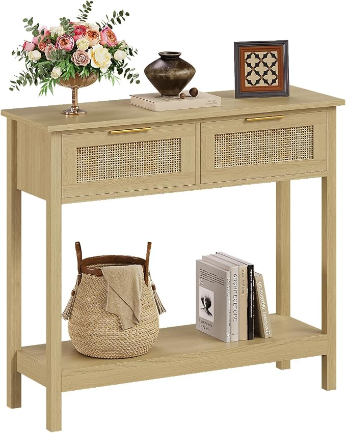Trironsun Farmhouse Rattan Console Table by TrironsunHome
