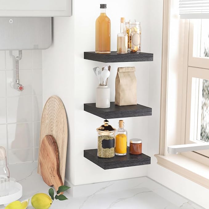 Fixwal Floating Shelves for Wall, 8 Inch Small Black Shelves Wall Mounted Shelf - Image 7