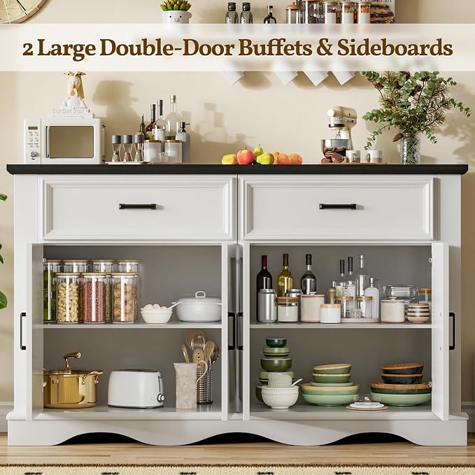 56" Modern Farmhouse Sideboard Buffet Cabinet - Image 3