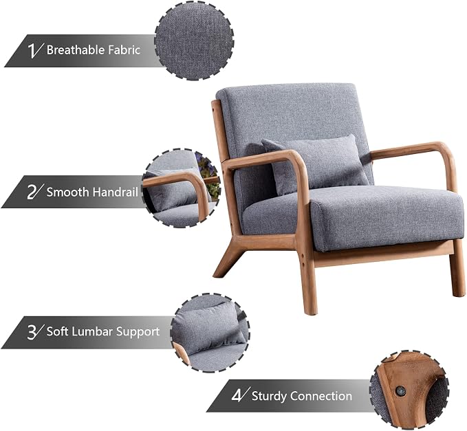 INZOY Mid Century Modern Accent Chair - Image 4