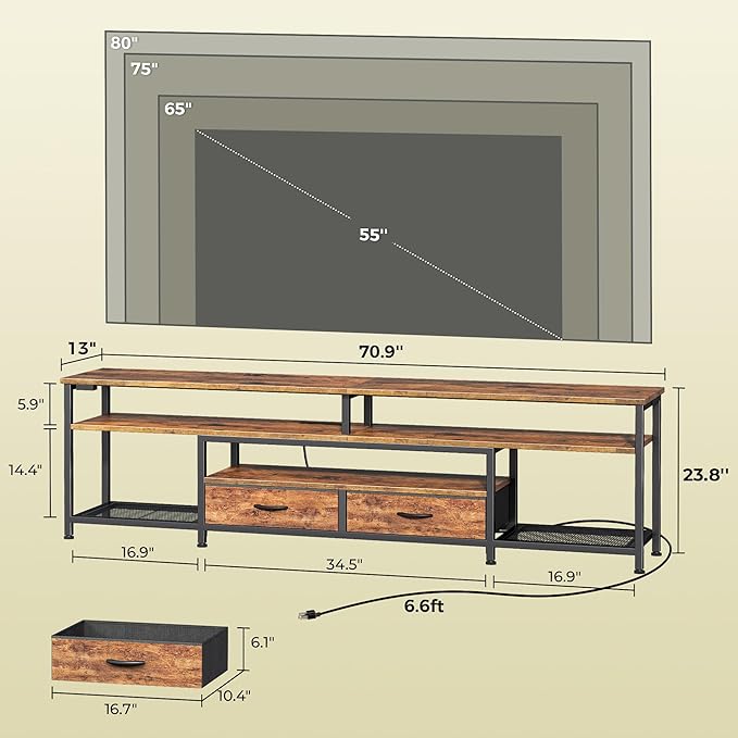 Huuger TV Stand for 75 80 Inch TV, Entertainment Center - Image 6