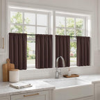 MIULEE 4-Panel 36 Inch Blackout Kitchen Tier Curtains Over Sink Dark Brown | by MIULEE