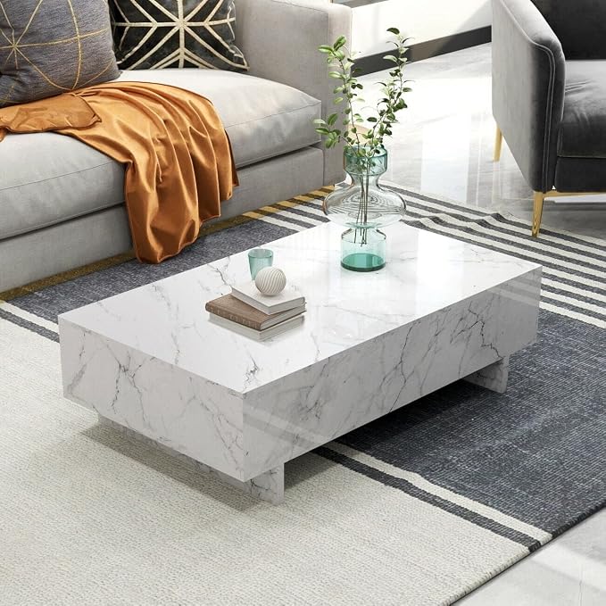 COSVALVE 41" Marble White Cool Coffee Table by COSVALVE
