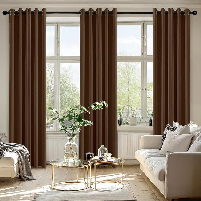 MIULEE Blackout Curtains for Bedroom 2 Panels 40 x 72 Inch Long Brown | Thermal - Image 6
