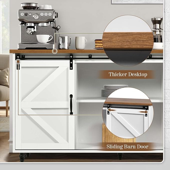 4ever2buy Farmhouse Coffee Bar Cabinet - Image 6