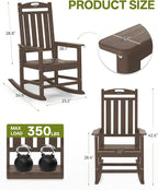 Outdoor Adirondack Rocking Chairs All-Weather HDPE Patio Rocker Chair - Image 3
