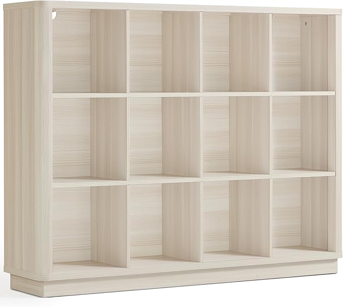 Joaxswe 12 Cube Storage Organizer, Wood Floor Standing 3-Tier Cubby Bookcase by Joaxswe
