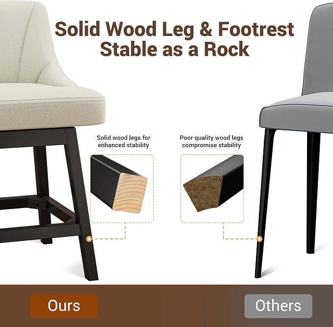 YaFiti Swivel Bar Stools with Backs, Linen Fabric Extra Upholstered Counter - Image 8