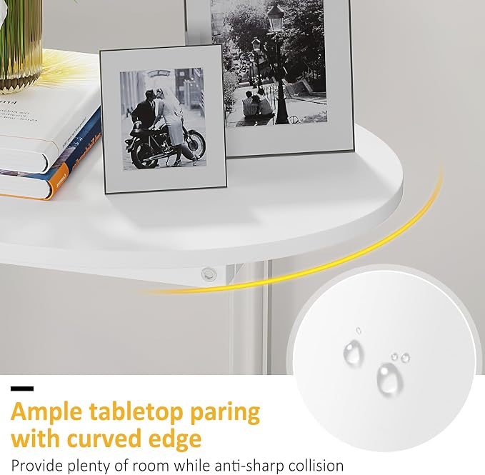 Hosfais Small Side Table End Table, C Shaped Oval Coffee Table, Wooden TV Tray - Image 7