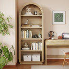 Bestier 76" Tall Arched Bookcase, 5 Tier Arched Bookshelf - Image 2