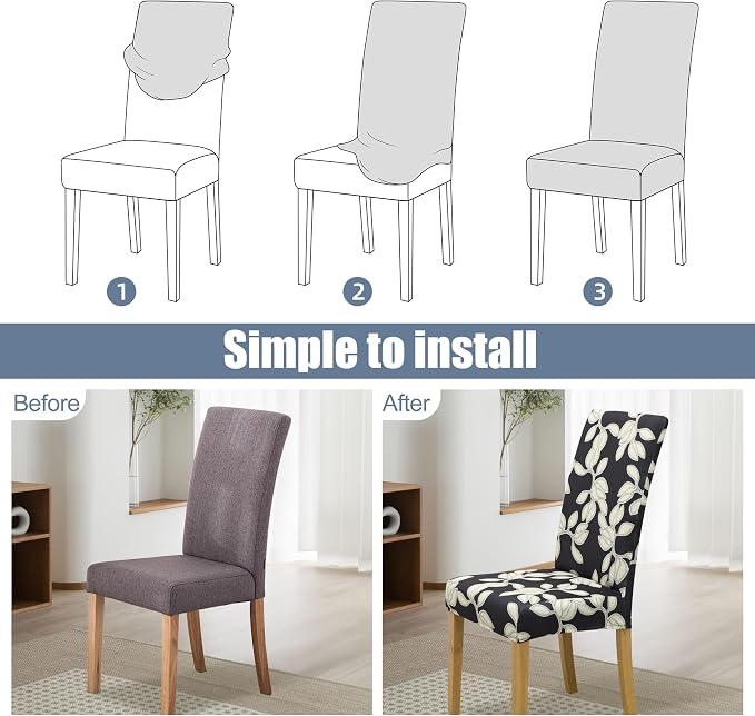 BIETYONE Stretch Dining Chair Covers Set of 4, Soft Removable Washable Kitchen - Image 4