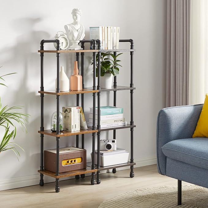 IBUYKE Industrial Pipe Ladder Shelf, 4-Tier Vintage Style Book Shelf, Free - Image 4
