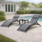 EROMMY Outdoor Chaise Lounge Set of 3, Reclining Patio Chairs by EROMMY