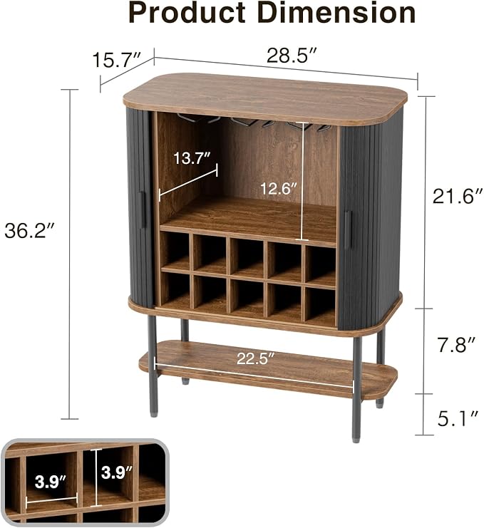 FiveWillowise Black Coffee Bar Cabinet - Image 2