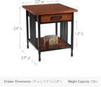 Leick Home Ironcraft End Table, Solid Wood, 1 Storage Drawer, Bottom Display - Image 3