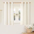 45 Inch Short Window Linen Curtains, Cream Ivory Light Filtering Panels Bronze by LAMIT