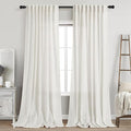 Beige White 102 Inch Linen Curtains by Nanspring