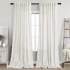 Beige White 102 Inch Linen Curtains by Nanspring