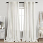 Beige White Linen Curtains 96 Inches Long by Nanspring