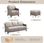 5 Pieces Outdoor Furniture-High Back Outdoor Wicker Couch Patio Chairs Set of 2 - Image 8