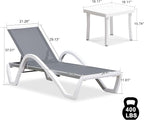 PURPLE LEAF Patio Chaise Lounge Chair Set of 3 Outside Aluminum Plastic - Image 3