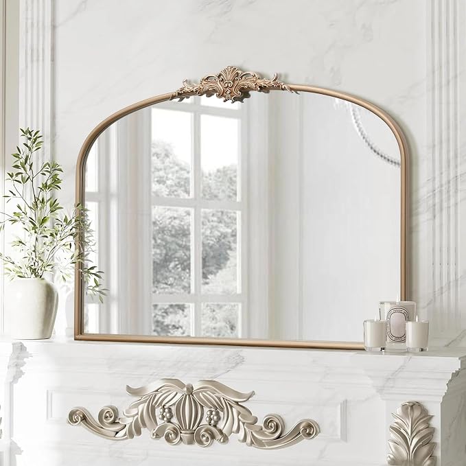 Besdomus Arched Vintage Gold Mirror: 40"x29" French Large Champagne Gold - Image 4