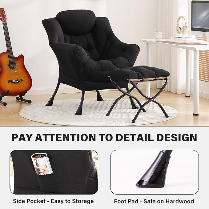 Tiita Lazy Chair with Ottoman, Comfy Leisure Sofa Armchair with Ottoman - Image 5
