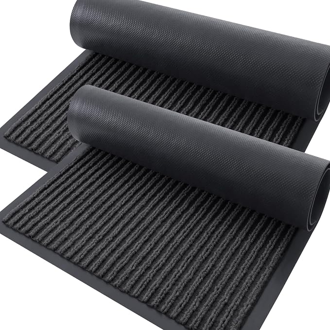 OLANLY 2-Pack Front Door Mats 59x34, Waterproof Heavy-Duty Doormats | Charcoal by OLANLY