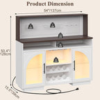 54" Coffee Bar Cabinet with Pegboard, Baskets & Movable Charging Station - Image 2